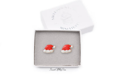 Gingerbread Santa Hat Biscuit Stud Earrings